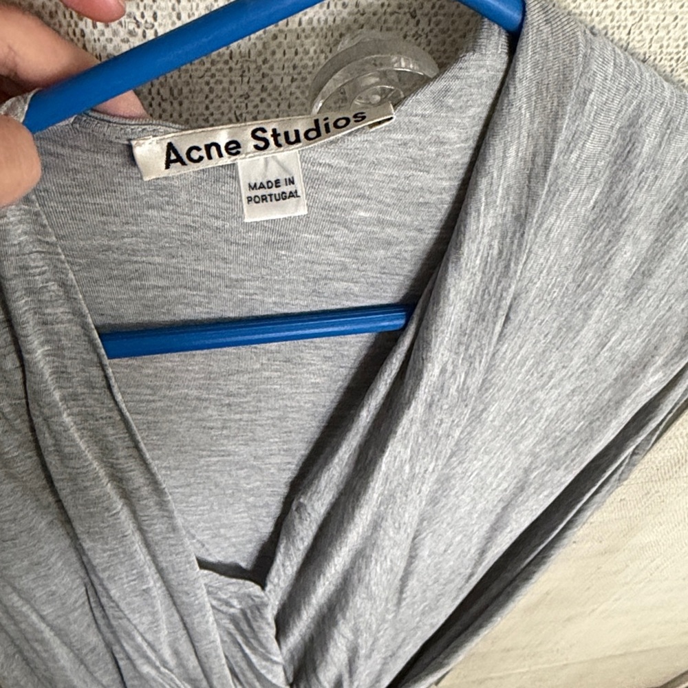ACNE STUDIOS Natifa Tencel Gray Draped Dress - Picture 3 of 5